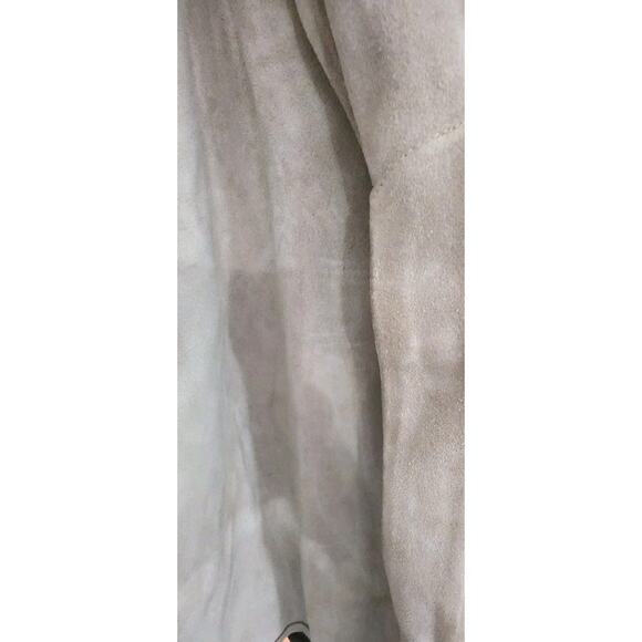 Vintage 60s 70s Leather Suede Poncho Snap Cape Hippie Boho Tan Tooled Western M - Picture 9 of 16